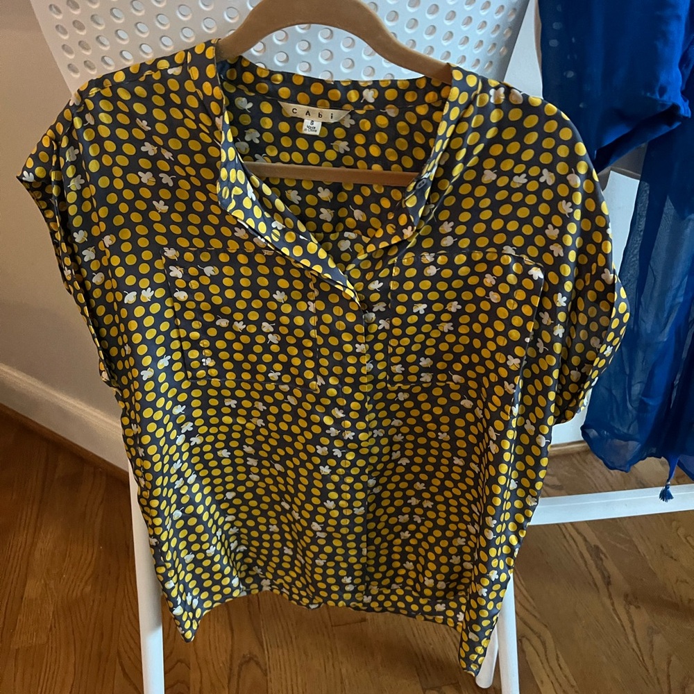 CAbi Yellow Polka Dot Women's Top